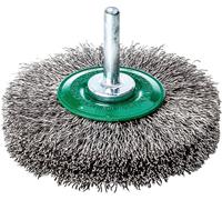 Cepillo redondo Lessmann, acero inoxidable V4A, ondulado, con vástago de 50x10x0,2 mm