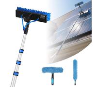 Cepillo telescópico para paneles solares de la marca VEVOR, limpiador fotovoltaico que incluye un telescopio de aluminio de 1,7-6m, conexión de agua de 20m, cepillo giratorio de 180°, raspador y dispe
