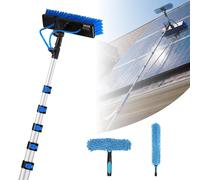 Cepillo telescópico para paneles solares de la marca VEVOR, limpiador fotovoltaico que incluye un telescopio de aluminio de 2 a 10 metros, conexión de agua de 20 metros, cepillo giratorio de 180 grado