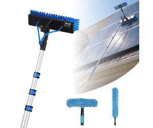 Cepillo telescópico para paneles solares de la marca VEVOR, limpiador fotovoltaico que incluye un telescopio de aluminio de 1,7-6m, conexión de agua de 20m, cepillo giratorio de 180°, raspador y dispe