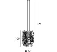 Cepillo universal para inodoros Unyqoos®: acero inoxidable cepillado y plástico , cabezal de cepillo reemplazable (rosca), mango resistente, compatible con los soportes más comunes