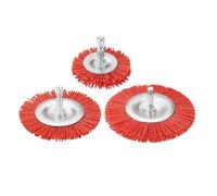 Cepillos de alambre para taladro, El múltiplo rojo del cepillo abrasivo de nylon la taza clasifica caña 1/4 for el taladro(3Pc T-type mix)