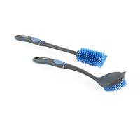Cepillos par Beldray - Pack de 2 Cepillo redondo/para botella con cabezales de goma que no rayan y raspador, mango ergonómico de fácil agarre con apoyor, tratamiento antibacteriano, gancho para colgar