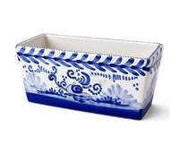 Ceracor Ceramicas Jardinera cerámica Cobalto Azul y Blanca 30 x 13 x 12 cm, macetero Rectangular Decorado