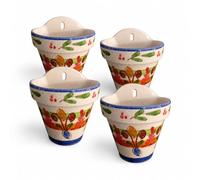 Ceracor Ceramicas Maceta Colgante cerámica Pack de 4, maceteros 17 x 18 cm para Plantas, Pared, balcón y terraza