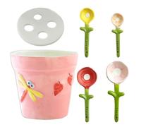 Ceramic Measuring Spoons Set, Floral Measuring Spoon Set | Decorative Measuring Spoons for Baking, Cooking, Coffee, Kitchen Prep, Home Dining and Everyday Use