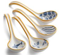 Ceramic soup spoons Set of 4 porcelain Japanese soup spoons