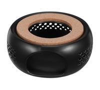 Cerámica Calentador de Tetera Negro, con Cojín de Corcho | Uso en Oficina y Viaje, Calentamiento Uniforme, Compatible con Teteras de Vidrio y Cafeteras