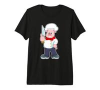 Cerdo Cocinero Cuchillo de Cocina Cocinar Camiseta Premium