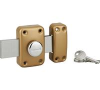 Cerradura de botón Apache para puerta de garaje, cilindro de 40 mm, pestillo de 160 mm, acero, 3 llaves, acabado dorado epoxi - THIRARD