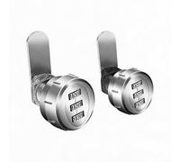 Cerradura de combinación giratoria de 3 dígitos, paquete de 2 cerraduras de aleación de zinc sin llave para archivador de metal, buzón, casillero de almacenamiento con tuercas gruesas (20 mm, plateado