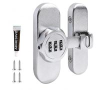 Cerradura de combinación para puerta corrediza de granero, contraseña de 3 dígitos, sin llave, aleación de zinc, para armarios y puertas corredizas(Nickel)
