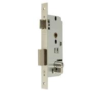MCM Cerradura de embutir 1 punto con picaporte y palanca reversible, acabado níquel, modelo 1601-160