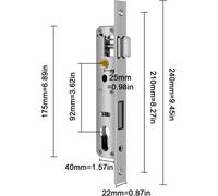 Cerradura de embutir de acero inoxidable, con una distancia de 92 mm, un pasador cuadrado de 25 mm, para puertas interiores y exteriores