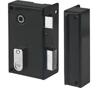 Cerradura de embutir vertical Yale YAV36D, color caqui, versión para puerta derecha, para puerta interior, distancia entre ejes de 44 mm, 2 llaves