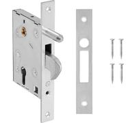 Cerradura de pestillo para puertas correderas, cerradura de embutir F-60, pasador guía – Pestillo para puertas correderas con sistema de cierre por gancho – galvanizado, resistente a la corrosión – Pl