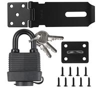 Cerradura de puerta con candado de puerta y tornillos resistente y grapa con candado Cerradura de puerta de acero inoxidable para dormitorio, jardín, ventanas, cobertizo de garaje, color negro