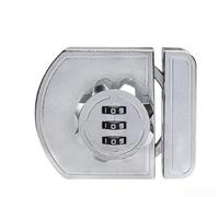 Cerradura de puerta corredera sin taladro para cajones y armarios, cerradura de contraseña de aleación de zinc, combinación ajustable, mecanismo giratorio, brillo nocturno (plateado)