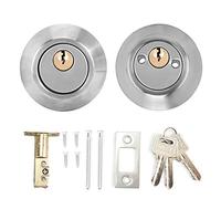 Cerradura de Puerta de Seguridad, Cerradura de Puerta Antirrobo de Acero de Doble Cilindro, en Ambos Lados para Puertas, Hogar, Uso de Oficina(Plata)