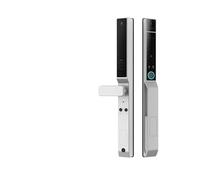Cerradura de puerta inteligente, Cerradura inteligente completamente automática con reconocimiento facial 3D, huella dactilar, for puerta de patio de aluminio con puente roto(Silver,01)