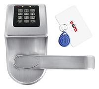 Cerradura de puerta inteligente EURA ELH-70B9 con cerradura de código de manija Lector de proximidad RFID Espaciado de cerrojo universal Plata