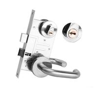 Cerradura de puerta segura de acero inoxidable resistente al fuego con manija de palanca, llaves cilíndricas para edificios residenciales comerciales, hardware de seguridad, plata, 200 x 25 x 80 mm