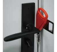 Cerradura de Seguridad Portátil para Puerta, Cerradura de Pestillo Extraíble de 2 Orificios para Viajes y Protección Personal Rojo