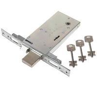 Cerradura de triple seguridad, con placa de refuerzo, para puerta de madera o metal, con cerradura de seguridad de 81 mm, modelo F6873 - 90 mm (F6893)