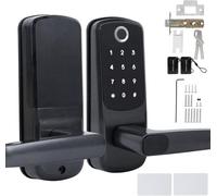 Cerradura delgada, con sensor de huellas dactilares, conexión Wi-Fi, pantalla táctil electrónica con manija. Ofrece 5 métodos de desbloqueo y es compatible con control por voz