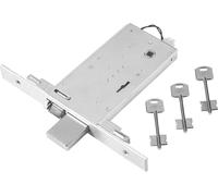Cerradura eléctrica triple, con placa de empotrar, para puertas de madera o metal, con pestillo y cerrojo. Dimensiones: 81 mm de alto (modelo F6973) - 90 mm (modelo F6993)
