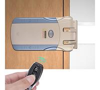 Cerradura electrónica de control remoto inalámbrico inteligente táctil, cerradura de puerta de entrada sin llave Cerraduras de seguridad antirrobo invisibles 4 controles(Oro)