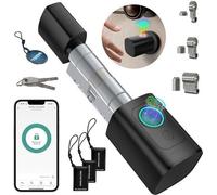 Cerradura electrónica delgada con lector de huellas dactilares, tecnología RFID, cilindro ajustable de 60 a 90 mm y control a través de una aplicación