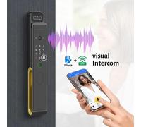 Cerradura electrónica inteligente con sensor de huellas dactilares, reconocimiento facial, acero inoxidable y conexión WiFi