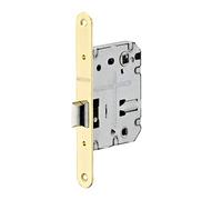 Cerradura empotrada para baño e inodoro, con retroceso de 50 mm, distancia entre ejes de 70 mm, extremos redondeados, media vuelta reversible, pestillo de aleación cincada - THIRARD