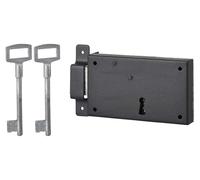 Cerradura horizontal de empotrar con llave para puerta de sótano, con cerrojo simple, para puertas que abren hacia la izquierda, distancia entre ejes de 80 mm, dimensiones 140x80 mm, color , incluye 2