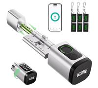 Cerradura Inteligente, Cerradura electrónica, Smart Lock Cilindro Ajustable 60-90 mm(30/30,45/45),Cerraduras Inteligentes para Puertas, con RFID, App, Huella Dactilar, botón y Llave para desbloquear