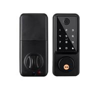 Cerradura inteligente, Cerraduras inteligentes con cerrojo impermeable para aplicación Bluetooth doméstica Huella digital biométrica Cerradura de puerta de entrada con teclado digital(Noir)