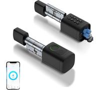 Cerradura inteligente con huella dactilar, 5 en 1: incluye código numérico, llave RFID, aplicación móvil, apertura electrónica, ideal para puertas de entrada, con cilindro de seguridad ajustable de 60