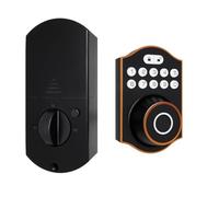 Cerradura inteligente de puerta con huellas dactilares, cerrojo de entrada sin llave con teclado electrónico, control de aplicación Bluetooth inteligente (rojo antiguo)