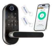 Cerradura inteligente digital de entrada sin llave con mango y teclado: cerradura electrónica/eléctrica con código, control de aplicación, perilla biométrica para puerta delantera, interior, exterior