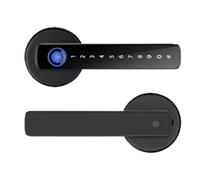 Cerradura inteligente, Manija para cerradura inteligente con llave magnética para huellas dactilares Cerradura para puerta digital Teclado Cerradura electrónica para inserción de llave (Noir)