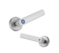Cerradura inteligente, manija para cerradura inteligente con llave magnética para huellas dactilares Cerradura para puerta digital Teclado Cerradura electrónica para inserción de llave (White)