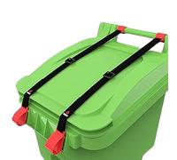 Cerradura para bote de basura, 2 piezas de cerradura ajustable para bote de basura con correa elástica, tapa de de doble garra, cerraduras para exteriores para animales, ardillas, perros, ma