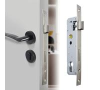 Cerradura para Marco de Tubo, Cerradura Embutida, Cerradura Homologada, Distancia de 85 mm Mandril de 25 mm, Acero Inoxidable Plateada Durable para Puerta Izquierda y Derecha