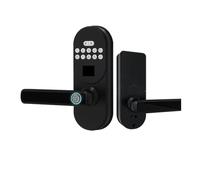 cerradura puerta Cerradura de puerta de entrada sin llave con manija, cerrojo de huella digital inteligente, control de aplicación y desbloqueo de contraseña del teclado interior(WiFi version)
