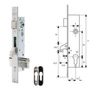 Cerradura tesa 2240/20/3ni con escudo de seguridad e190 con palanca basculante gancho reforzado