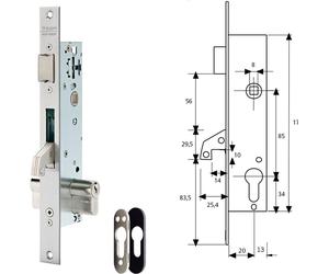 Cerradura Tesa modelo 2240/20/3NI con placa de seguridad E190