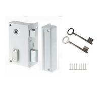 Cerradura vertical Yale YAV37D, para puerta derecha, distancia entre ejes de 44 mm, distancia de recorrido de 70 mm, color blanco, con 2 llaves