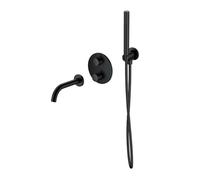 Cersanit Zen - Grifo termostático empotrado de bañera, con cuerpo de montaje, 3 orificios, con accesorios, negro S952-041