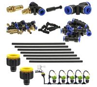 CESFONJER Kit De Boquillas De Riego De Latón, Cabezales De Riego Tipo T Ajustables 360°, Con Adaptador De Conexión Rápida De 8 mm Para Riego De Césped, Terraza Y Jardín
